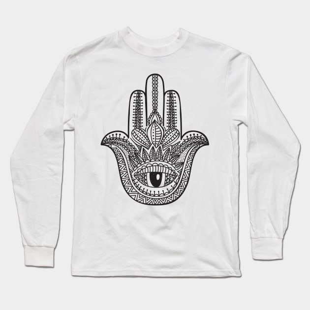 Hand Of Hamsa - Hand Of Fatima Long Sleeve T-Shirt by OffTheDome